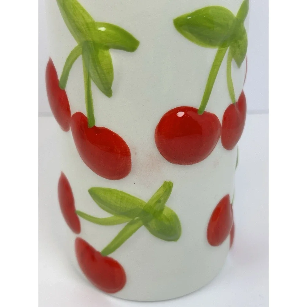 Mayim Cherry Ceramic Soap Dispenser Gold Pump Cottagecore Kitchen Bathroom Decor